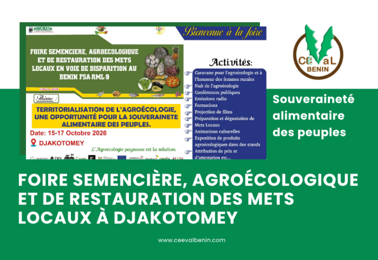 Djakotomey accueille une foire pour promouvoir l’agroécologie et les mets locaux
